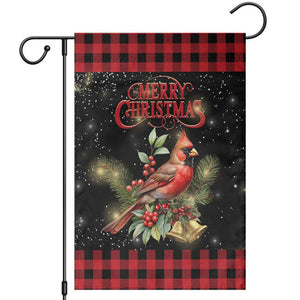 Merry Christmas Cardinal Garden Flag Buffalo Plaid Holiday Redbird Holly and Bells TS02 Christmas Print Your Wear