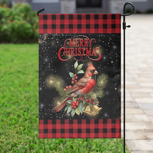 Merry Christmas Cardinal Garden Flag Buffalo Plaid Holiday Redbird Holly and Bells TS02 Print Your Wear