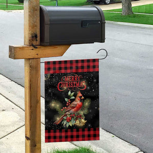 Merry Christmas Cardinal Garden Flag Buffalo Plaid Holiday Redbird Holly and Bells TS02 Print Your Wear