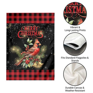 Merry Christmas Cardinal Garden Flag Buffalo Plaid Holiday Redbird Holly and Bells TS02 Print Your Wear