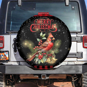Merry Christmas Cardinal Spare Tire Cover Buffalo Plaid Holiday Redbird Holly and Bells TS02 No hole Christmas Print Your Wear