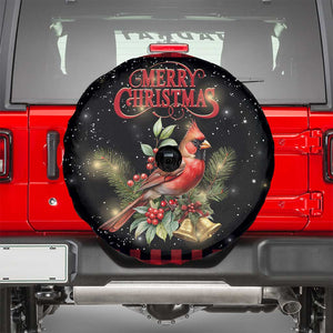 Merry Christmas Cardinal Spare Tire Cover Buffalo Plaid Holiday Redbird Holly and Bells TS02 Christmas Print Your Wear