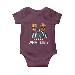 Funny Political Conspiracy Parody Baby Onesie What List Men in Black Meme TS02 Maroon Print Your Wear