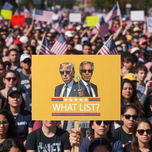 Funny Political Conspiracy Parody Protest Sign What List Men in Black Meme TS02 Horizontal 18" × 24" Yellow Print Your Wear