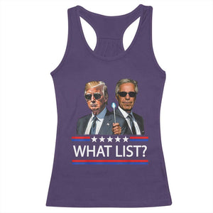Funny Political Conspiracy Parody Racerback Tank Top What List Men in Black Meme TS02 Purple Print Your Wear