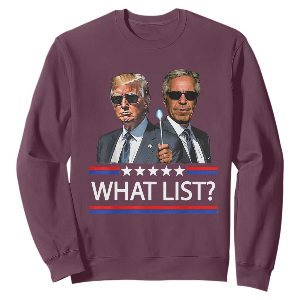 Funny Political Conspiracy Parody Sweatshirt What List Men in Black Meme TS02 Maroon Print Your Wear