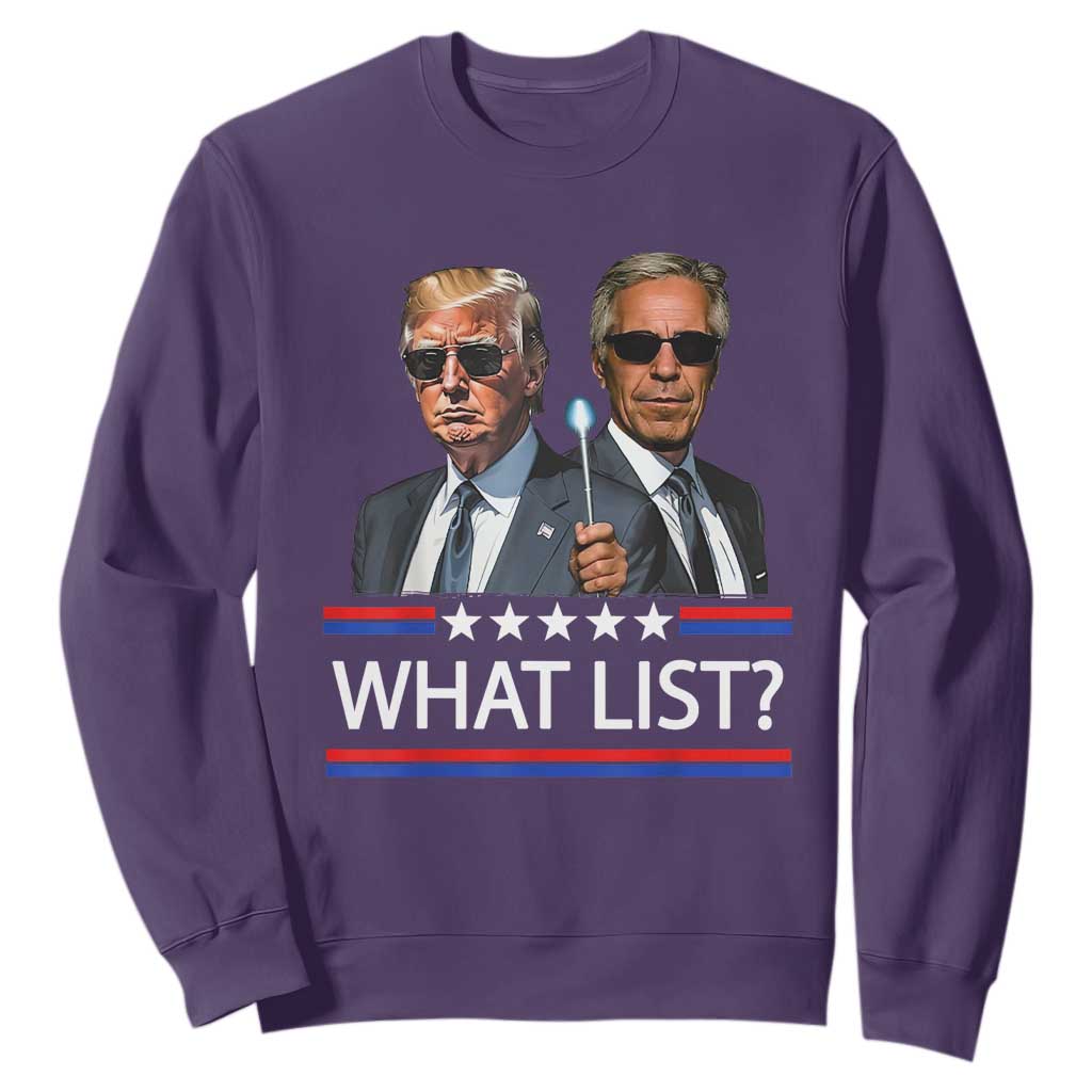 Funny Political Conspiracy Parody Sweatshirt What List Men in Black Meme TS02 Purple Print Your Wear