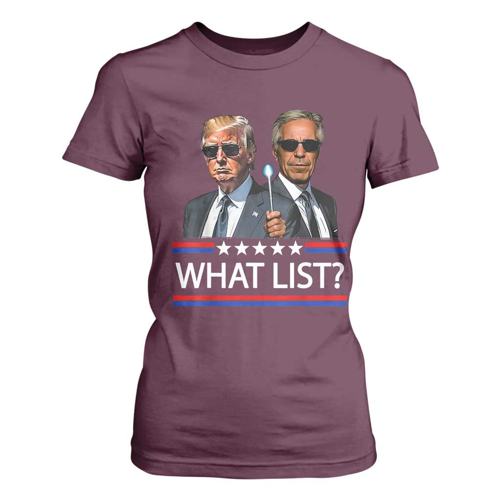 Funny Political Conspiracy Parody T Shirt For Women What List Men in Black Meme TS02 Maroon Print Your Wear