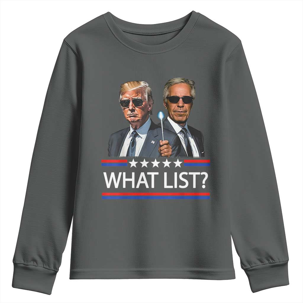 Funny Political Conspiracy Parody Youth Sweatshirt What List Men in Black Meme TS02 Dark Heather Print Your Wear