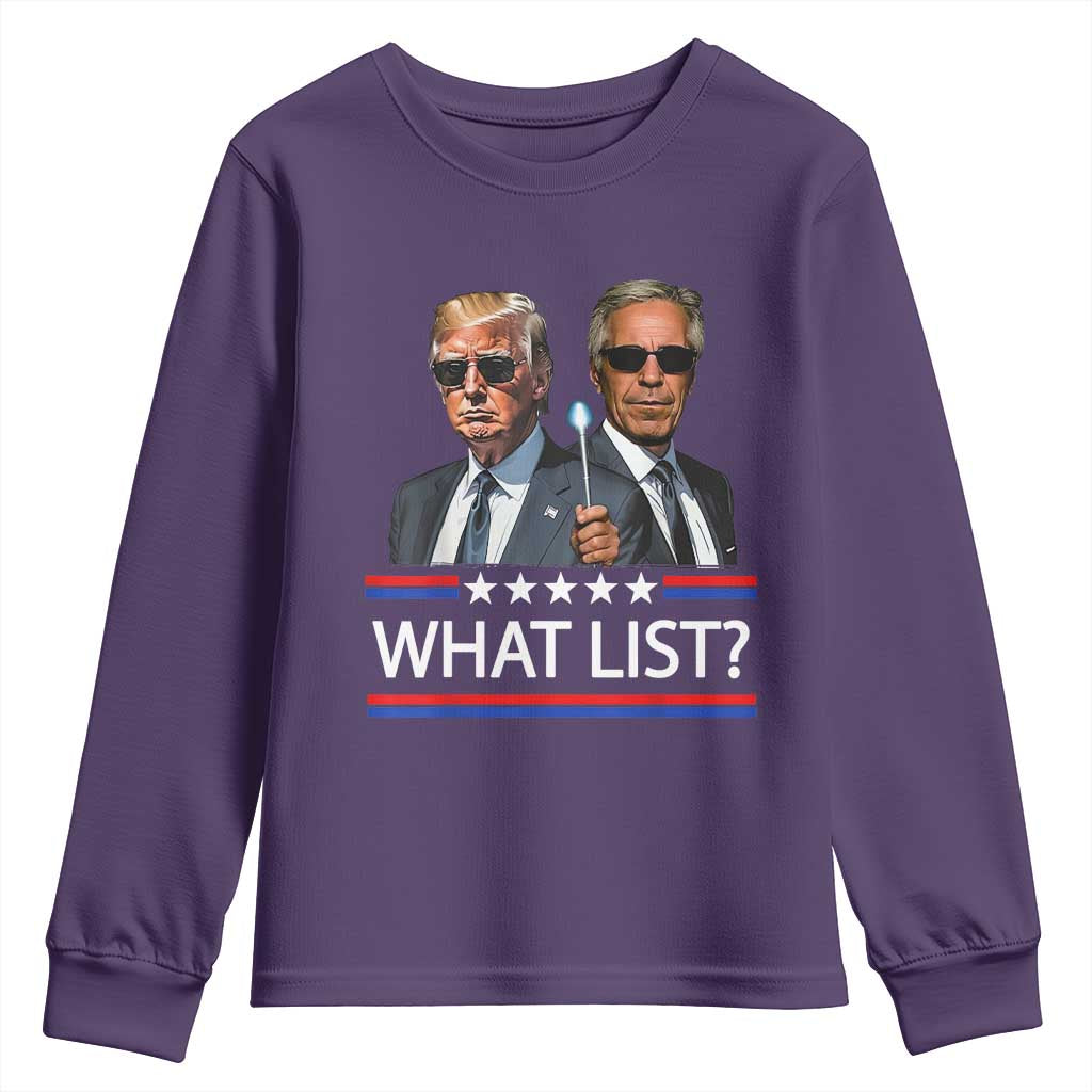 Funny Political Conspiracy Parody Youth Sweatshirt What List Men in Black Meme TS02 Purple Print Your Wear