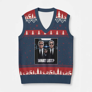 What List Dark Political Humor V-Neck Knit Sweater Vest Funny Political Conspiracy Parody TS02 Navy Red Print Your Wear