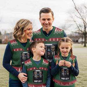 What List Dark Political Humor V-Neck Knit Sweater Vest Funny Political Conspiracy Parody TS02 Red Green Print Your Wear