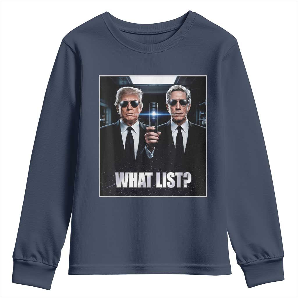 What List Dark Political Humor Youth Sweatshirt Funny Political Conspiracy Parody TS02 Navy Print Your Wear