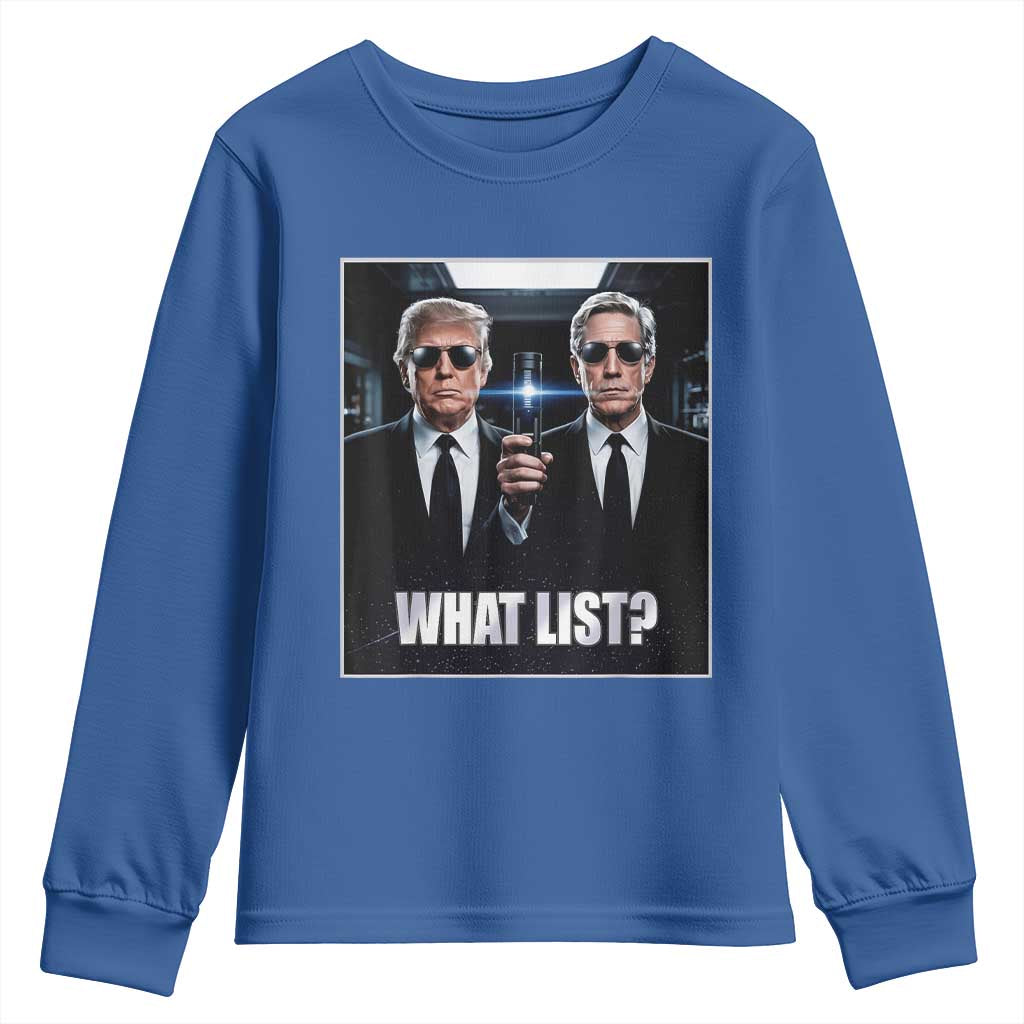 What List Dark Political Humor Youth Sweatshirt Funny Political Conspiracy Parody TS02 Royal Blue Print Your Wear