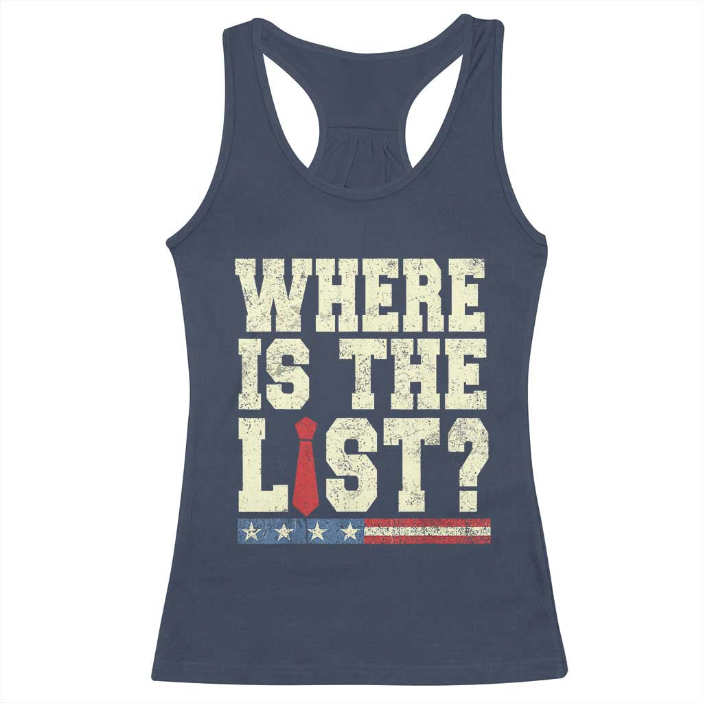 Where Is The List Racerback Tank Top Funny Political Conspiracy Parody TS02 Navy Print Your Wear
