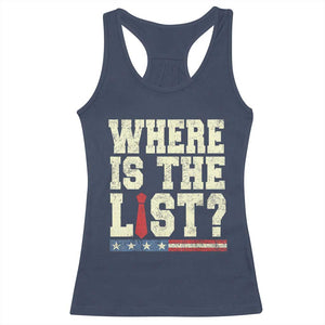Where Is The List Racerback Tank Top Funny Political Conspiracy Parody TS02 Navy Print Your Wear
