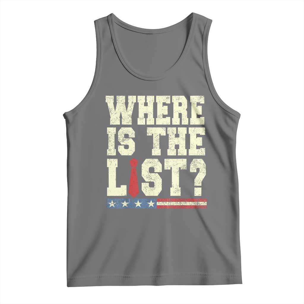 Where Is The List Tank Top Funny Political Conspiracy Parody TS02 Black Heather Print Your Wear