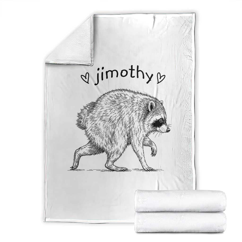 Cute Jimothy the Raccoon Hand Drawn Graphic Throw Blanket Seattle Trash Panda Lover Supporter TS02 White Print Your Wear
