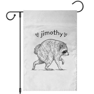Cute Jimothy the Raccoon Hand Drawn Graphic Garden Flag Seattle Trash Panda Lover Supporter