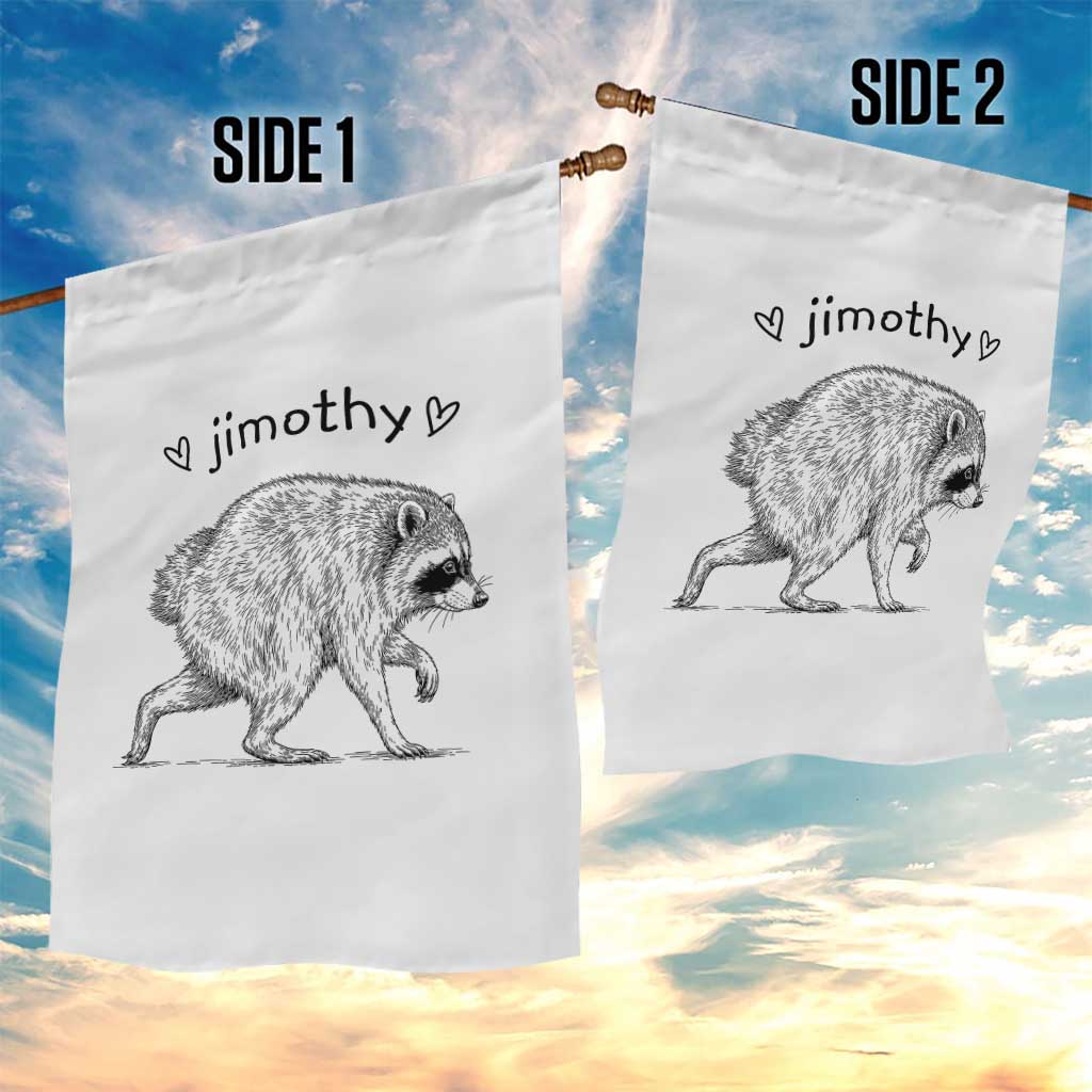 Cute Jimothy the Raccoon Hand Drawn Graphic Garden Flag Seattle Trash Panda Lover Supporter