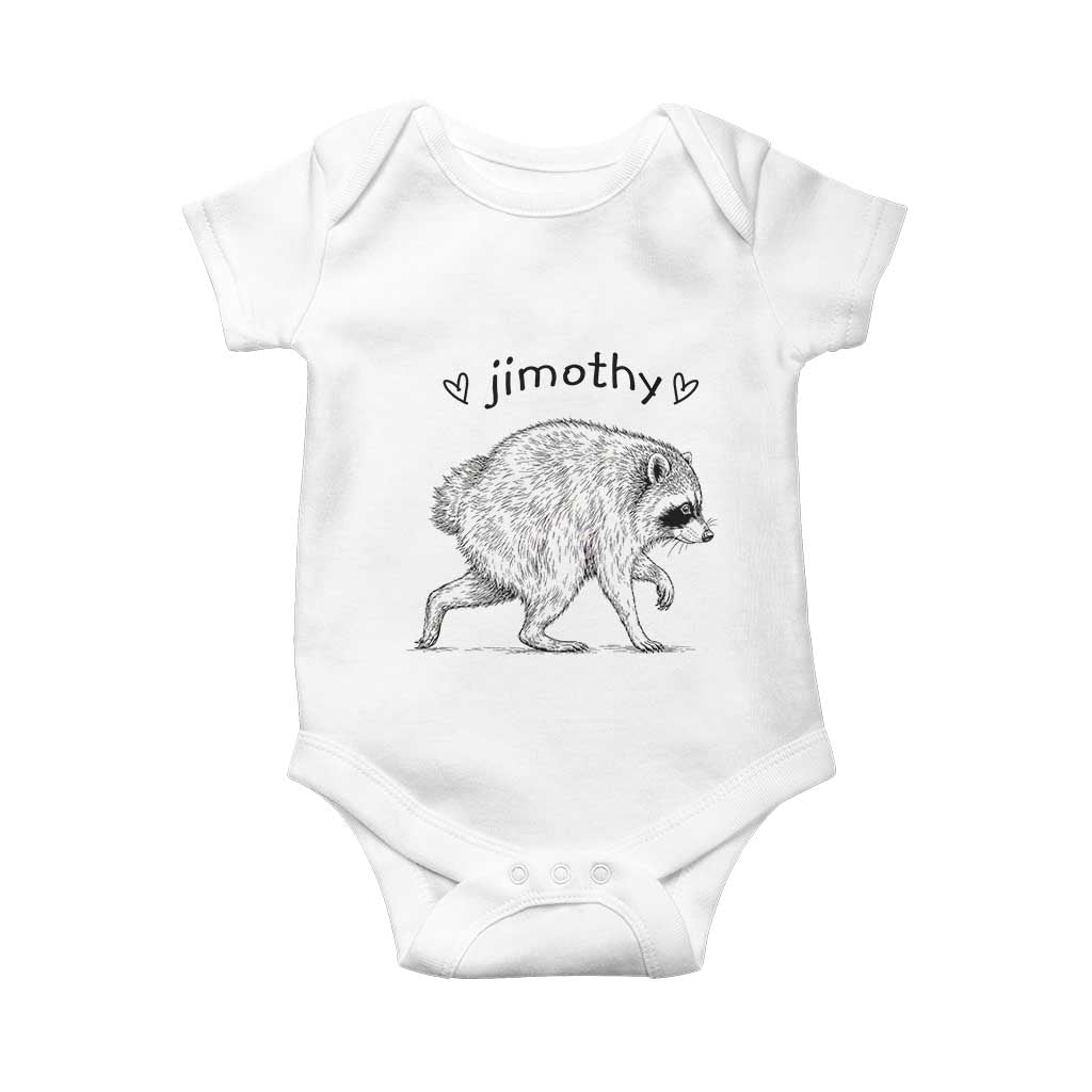 Cute Jimothy the Raccoon Hand Drawn Graphic Baby Onesie Seattle Trash Panda Lover Supporter TS02 White Print Your Wear