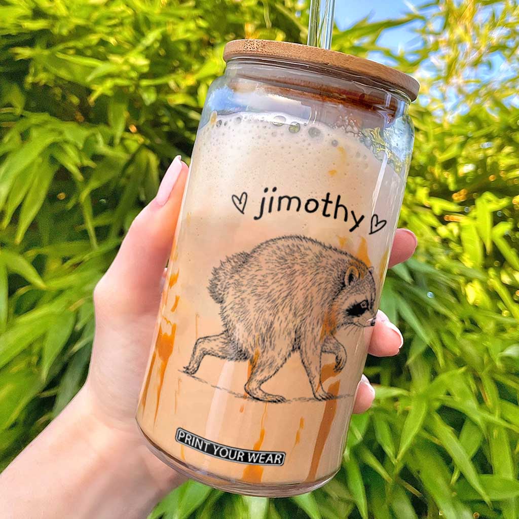 Cute Jimothy the Raccoon Hand Drawn Graphic Glass Can Seattle Trash Panda Lover Supporter TS02 White Print Your Wear