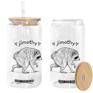 Cute Jimothy the Raccoon Hand Drawn Graphic Glass Can Seattle Trash Panda Lover Supporter