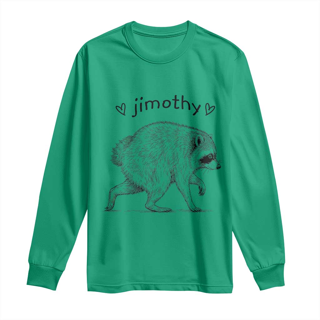 Cute Jimothy the Raccoon Hand Drawn Graphic Long Sleeve Shirt Seattle Trash Panda Lover Supporter TS02 Irish Green Print Your Wear