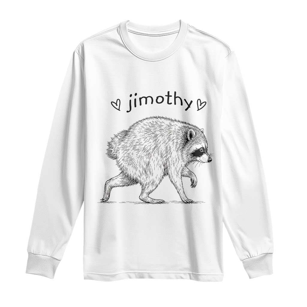 Cute Jimothy the Raccoon Hand Drawn Graphic Long Sleeve Shirt Seattle Trash Panda Lover Supporter TS02 White Print Your Wear