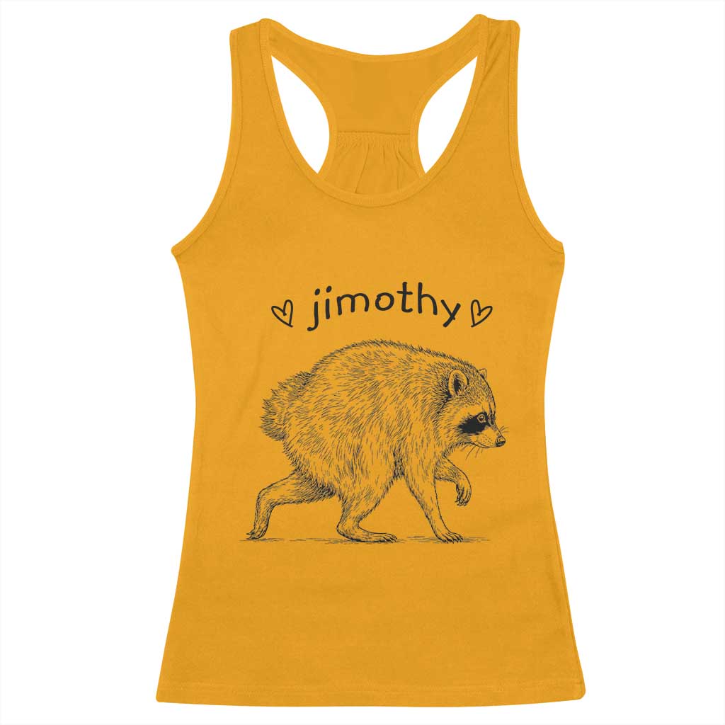 Cute Jimothy the Raccoon Hand Drawn Graphic Racerback Tank Top Seattle Trash Panda Lover Supporter TS02 Gold Print Your Wear