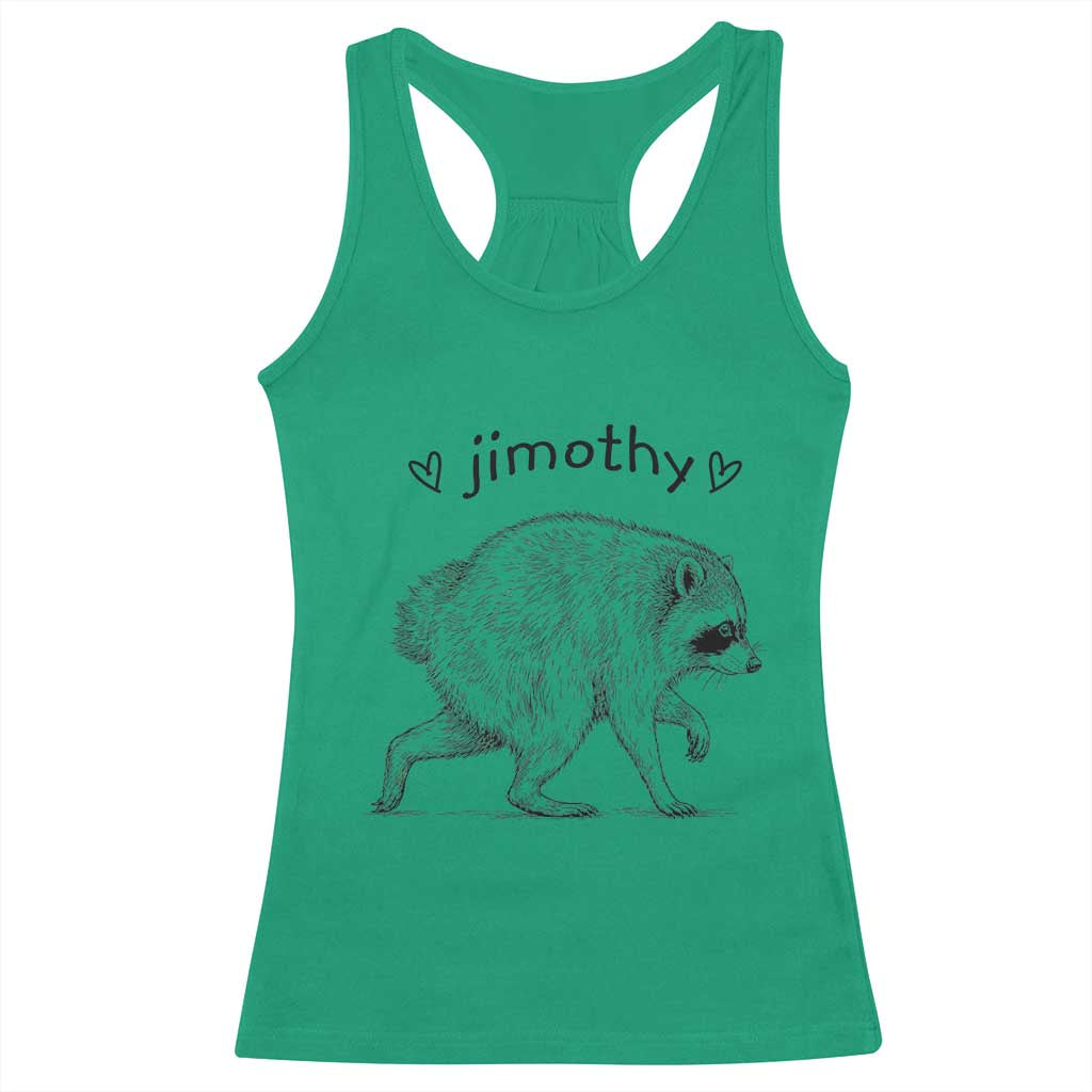 Cute Jimothy the Raccoon Hand Drawn Graphic Racerback Tank Top Seattle Trash Panda Lover Supporter TS02 Irish Green Print Your Wear