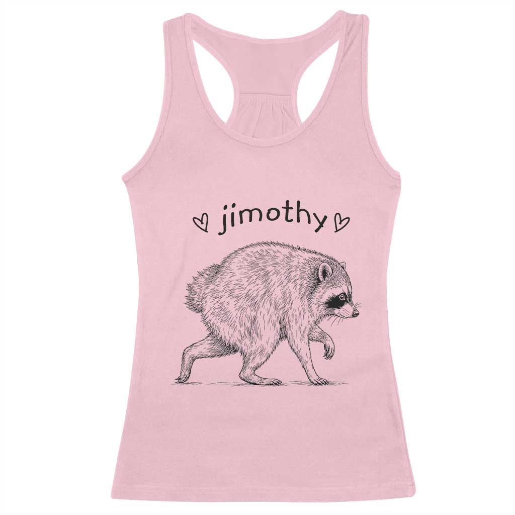 Cute Jimothy the Raccoon Hand Drawn Graphic Racerback Tank Top Seattle Trash Panda Lover Supporter TS02 Light Pink Print Your Wear