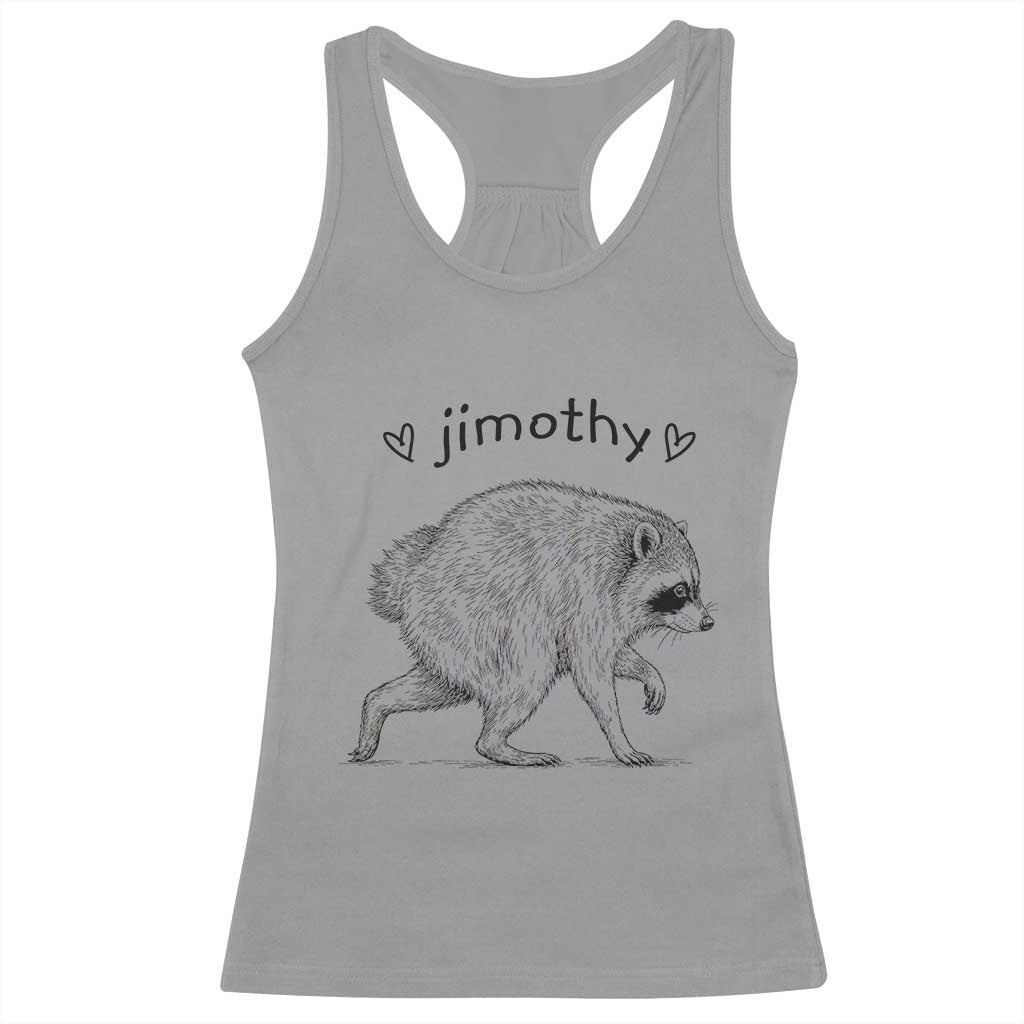 Cute Jimothy the Raccoon Hand Drawn Graphic Racerback Tank Top Seattle Trash Panda Lover Supporter TS02 Sport Gray Print Your Wear