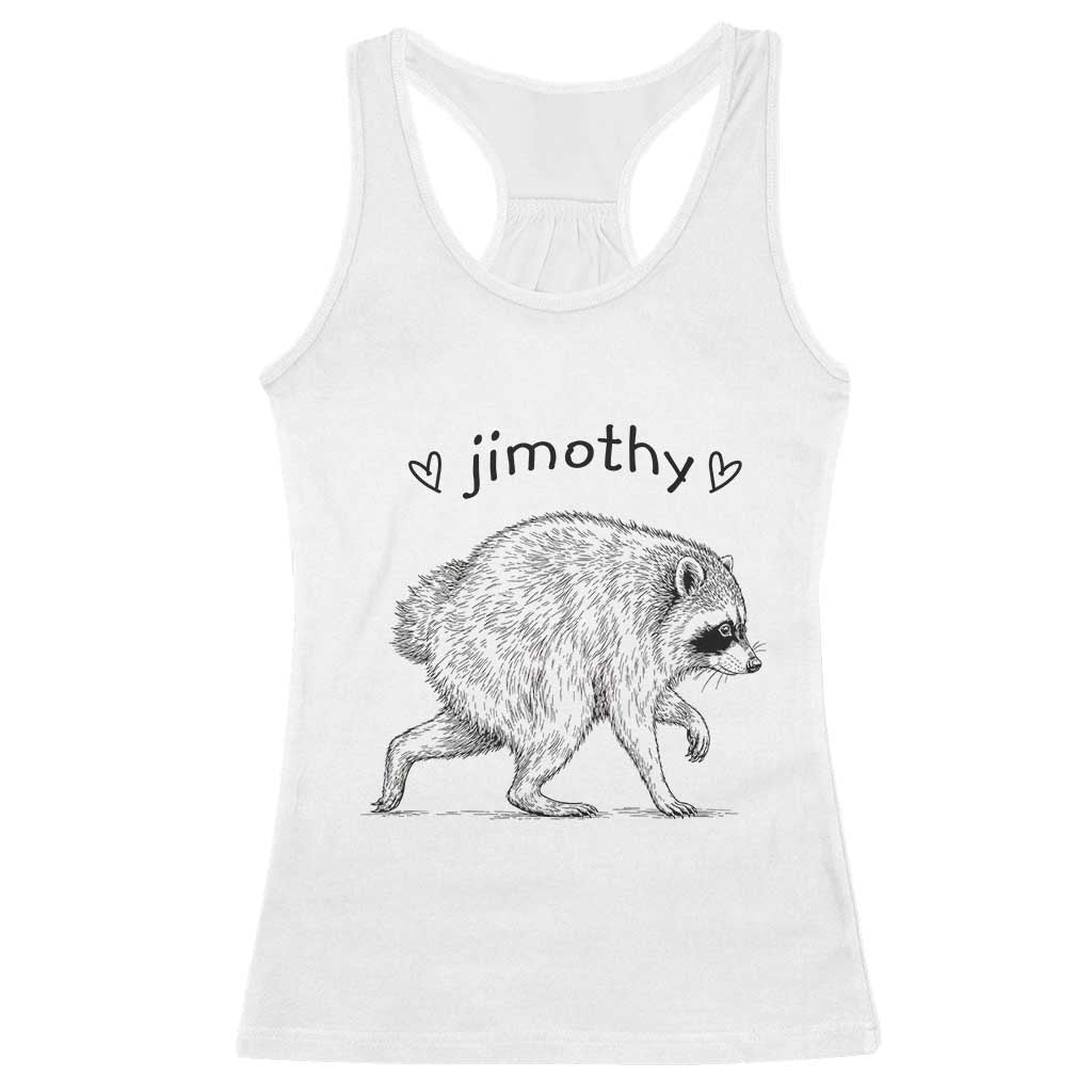 Cute Jimothy the Raccoon Hand Drawn Graphic Racerback Tank Top Seattle Trash Panda Lover Supporter TS02 White Print Your Wear