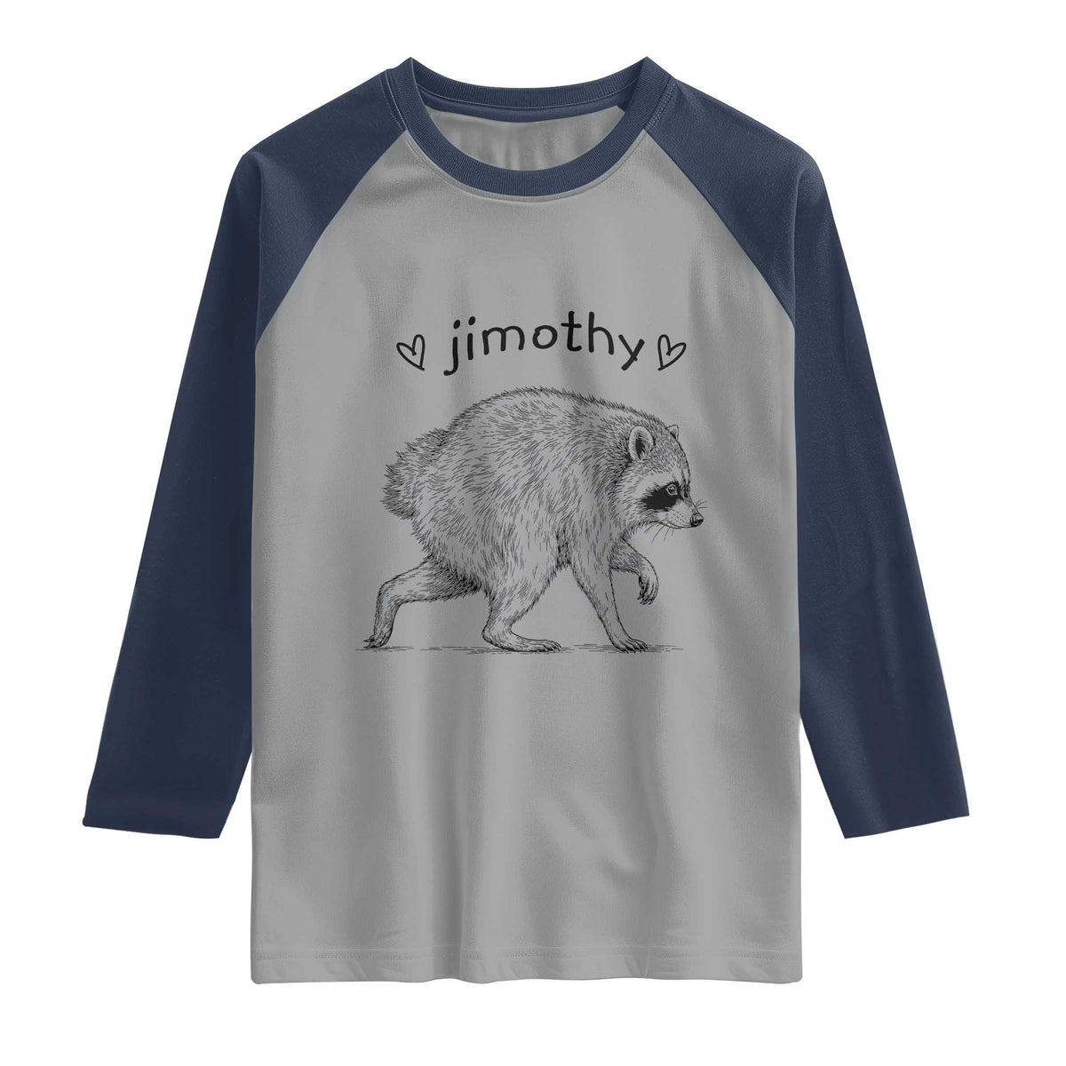 Cute Jimothy the Raccoon Hand Drawn Graphic Raglan Shirt Seattle Trash Panda Lover Supporter