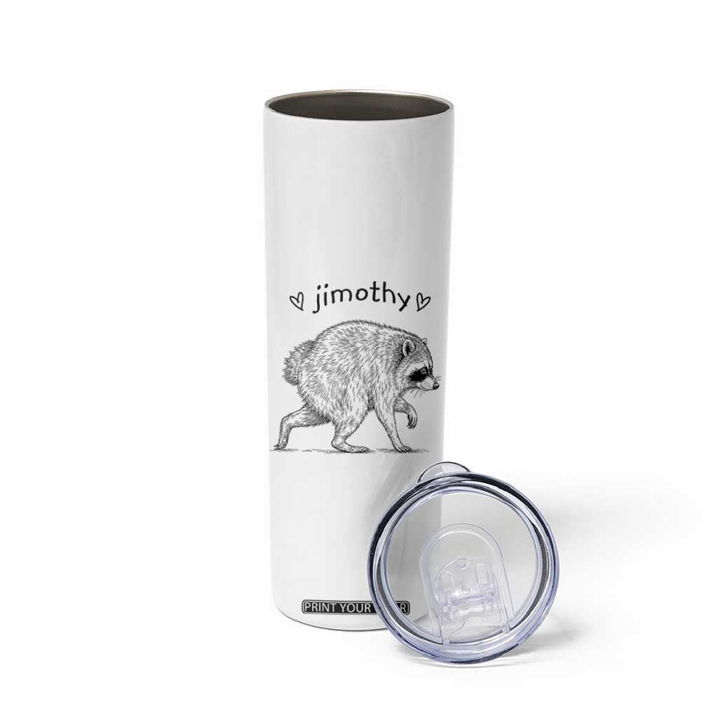 Cute Jimothy the Raccoon Hand Drawn Graphic Skinny Tumbler Seattle Trash Panda Lover Supporter
