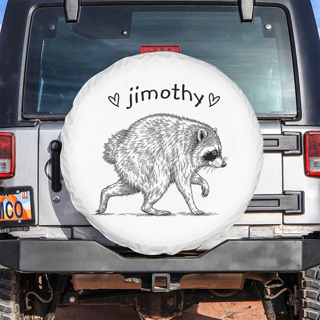 Cute Jimothy the Raccoon Hand Drawn Graphic Spare Tire Cover Seattle Trash Panda Lover Supporter TS02 No hole White Print Your Wear
