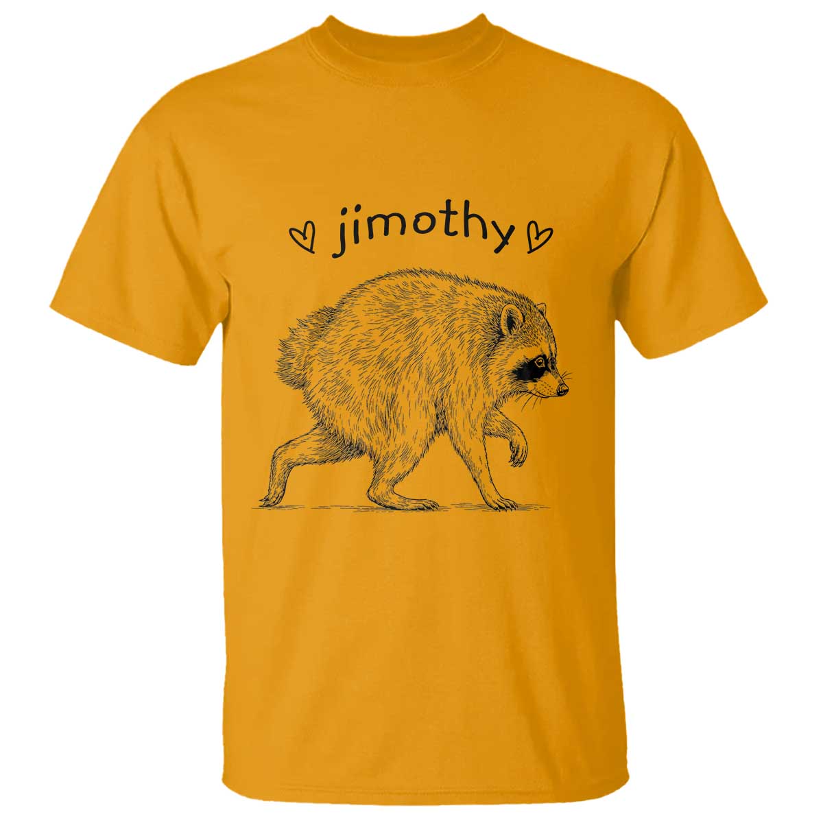 Cute Jimothy the Raccoon Hand Drawn Graphic T Shirt Seattle Trash Panda Lover Supporter TS02 Gold Print Your Wear