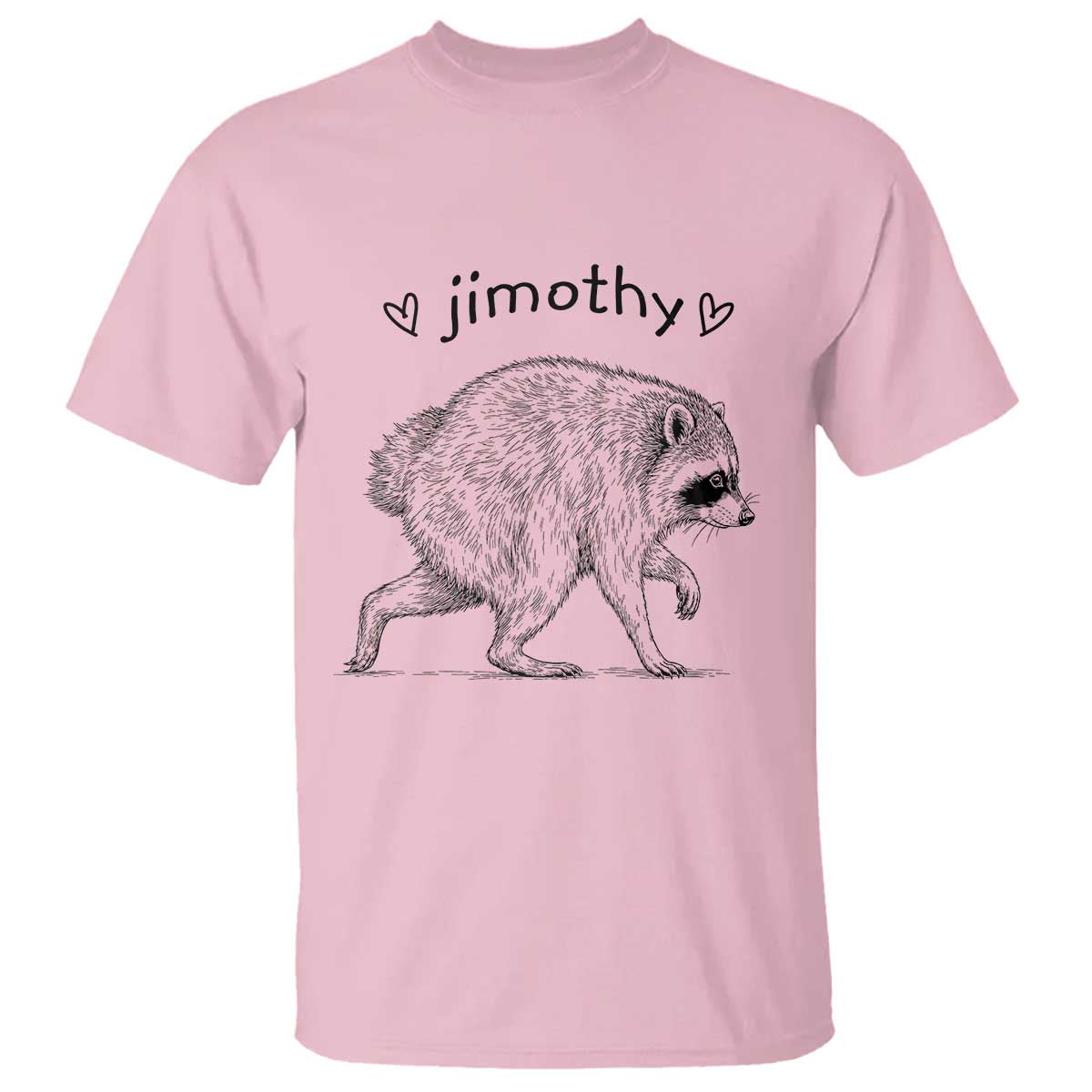Cute Jimothy the Raccoon Hand Drawn Graphic T Shirt Seattle Trash Panda Lover Supporter TS02 Light Pink Print Your Wear