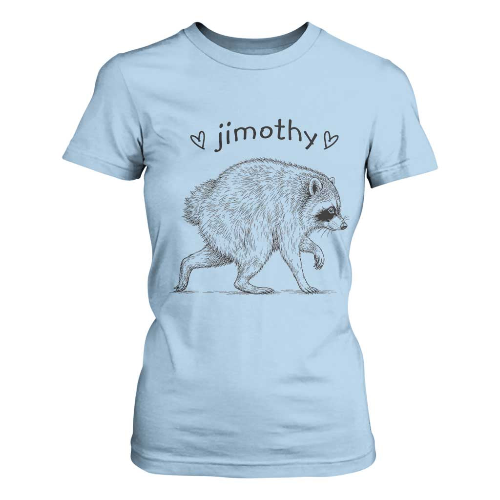 Cute Jimothy the Raccoon Hand Drawn Graphic T Shirt For Women Seattle Trash Panda Lover Supporter TS02 Light Blue Print Your Wear