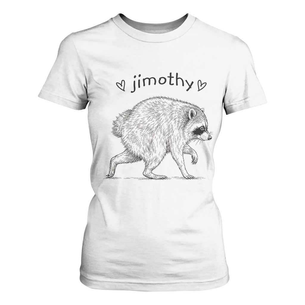 Cute Jimothy the Raccoon Hand Drawn Graphic T Shirt For Women Seattle Trash Panda Lover Supporter TS02 White Print Your Wear