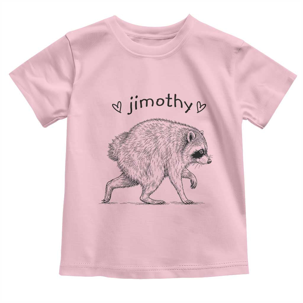 Cute Jimothy the Raccoon Hand Drawn Graphic Toddler T Shirt Seattle Trash Panda Lover Supporter TS02 Light Pink Print Your Wear