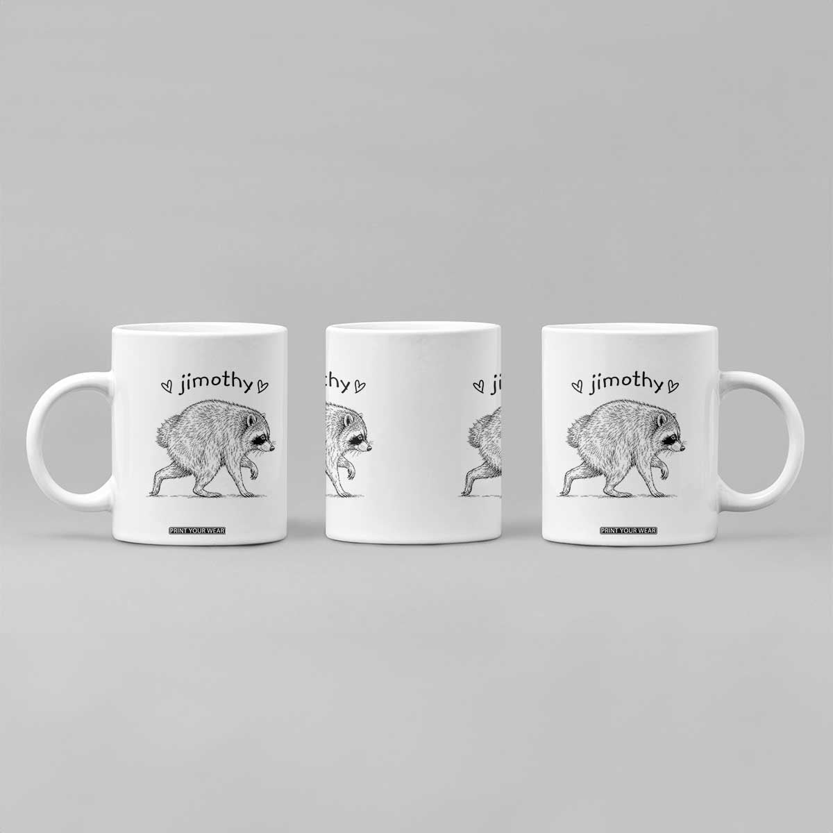 Cute Jimothy the Raccoon Hand Drawn Graphic Coffee Mug Seattle Trash Panda Lover Supporter