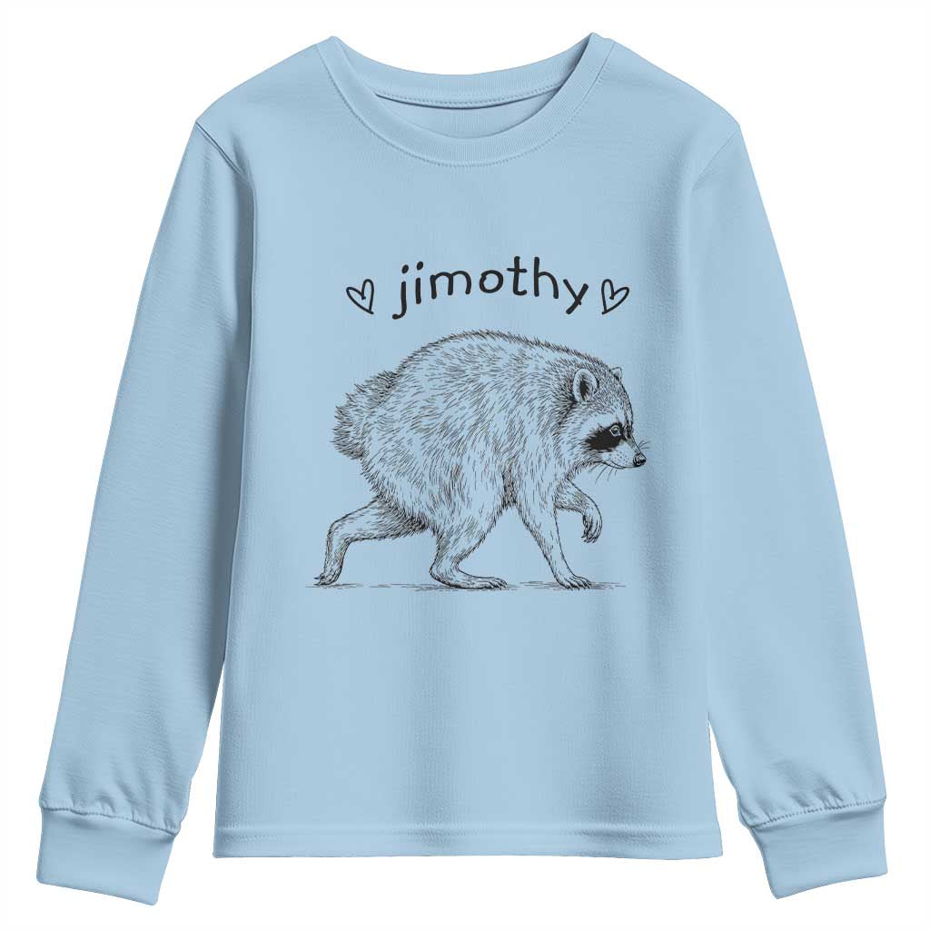 Cute Jimothy the Raccoon Hand Drawn Graphic Youth Sweatshirt Seattle Trash Panda Lover Supporter TS02 Light Blue Print Your Wear