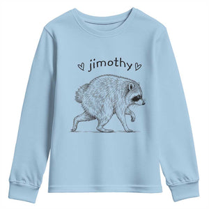 Cute Jimothy the Raccoon Hand Drawn Graphic Youth Sweatshirt Seattle Trash Panda Lover Supporter TS02 Light Blue Print Your Wear