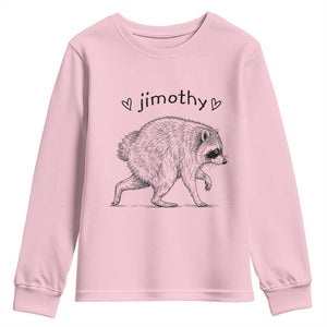 Cute Jimothy the Raccoon Hand Drawn Graphic Youth Sweatshirt Seattle Trash Panda Lover Supporter TS02 Light Pink Print Your Wear
