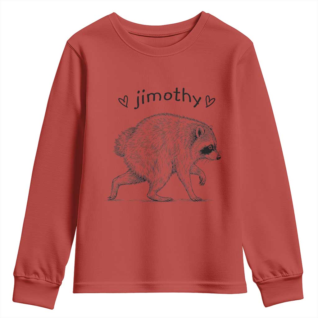 Cute Jimothy the Raccoon Hand Drawn Graphic Youth Sweatshirt Seattle Trash Panda Lover Supporter TS02 Red Print Your Wear