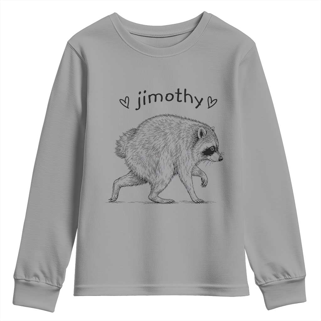 Cute Jimothy the Raccoon Hand Drawn Graphic Youth Sweatshirt Seattle Trash Panda Lover Supporter TS02 Sport Gray Print Your Wear