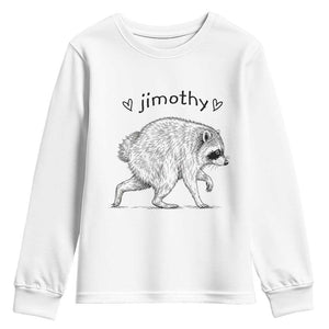 Cute Jimothy the Raccoon Hand Drawn Graphic Youth Sweatshirt Seattle Trash Panda Lover Supporter TS02 White Print Your Wear