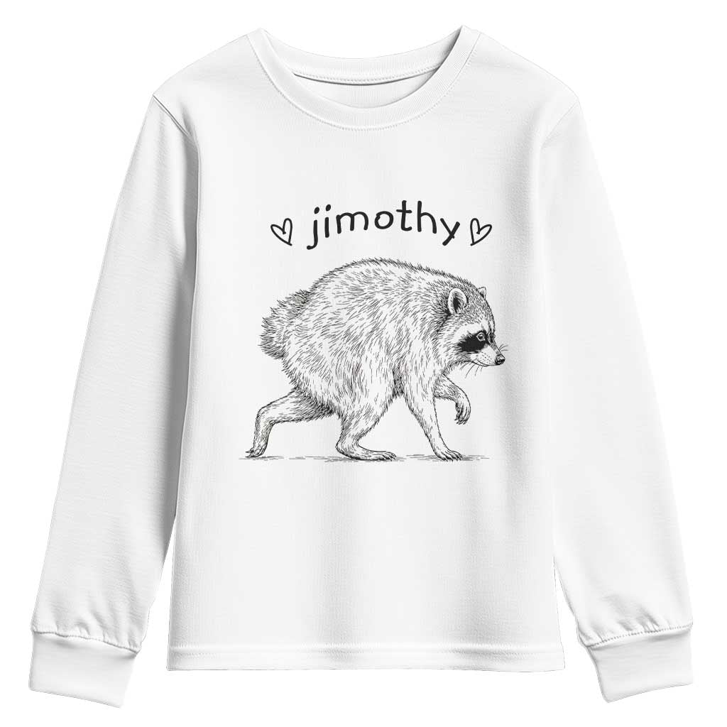 Cute Jimothy the Raccoon Hand Drawn Graphic Youth Sweatshirt Seattle Trash Panda Lover Supporter TS02 White Print Your Wear